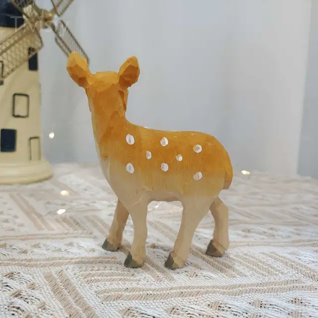 Deer handmade wood carving solid wood ornaments